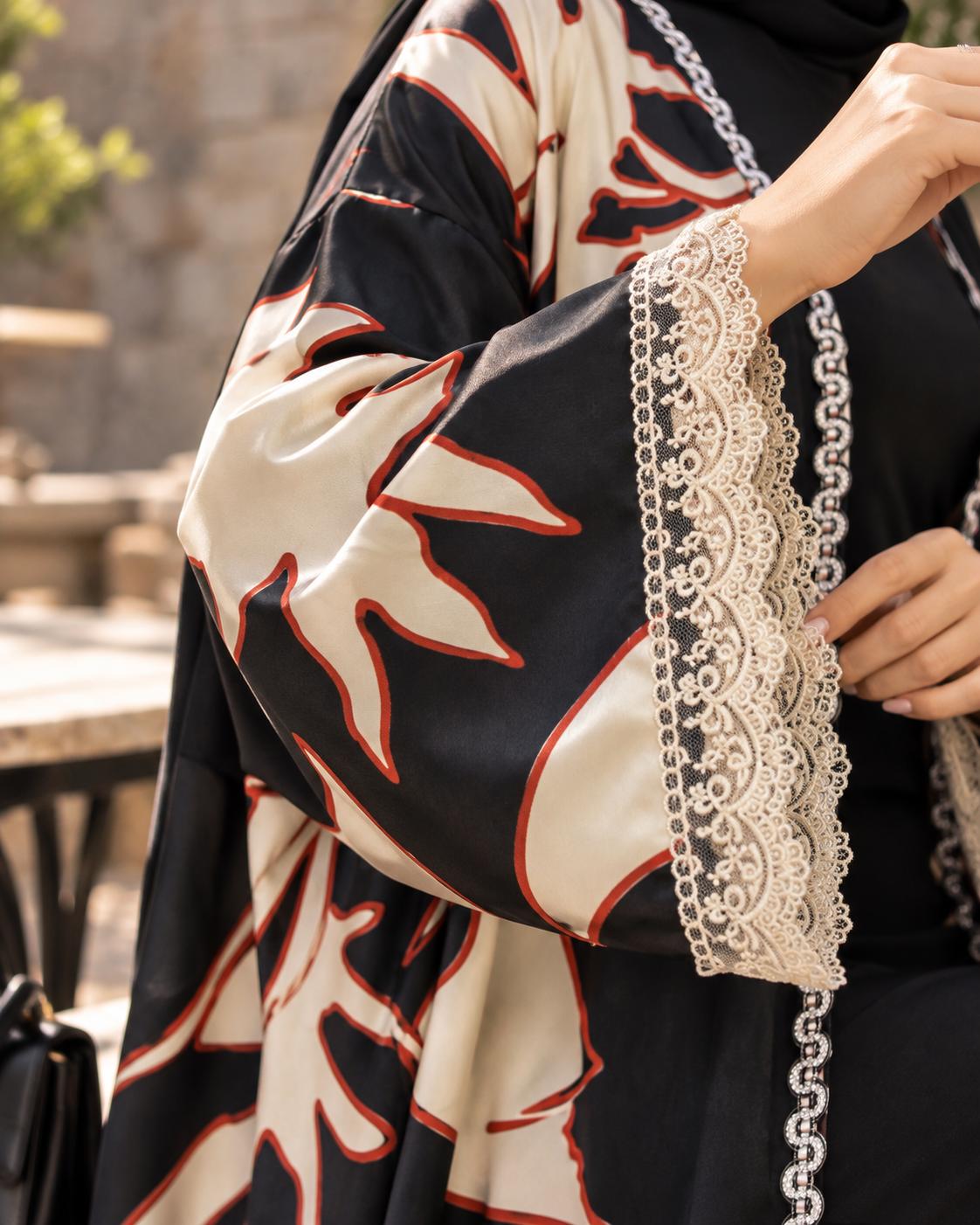 Lidya Dantel Detaylı Kimono Abaya 🤎